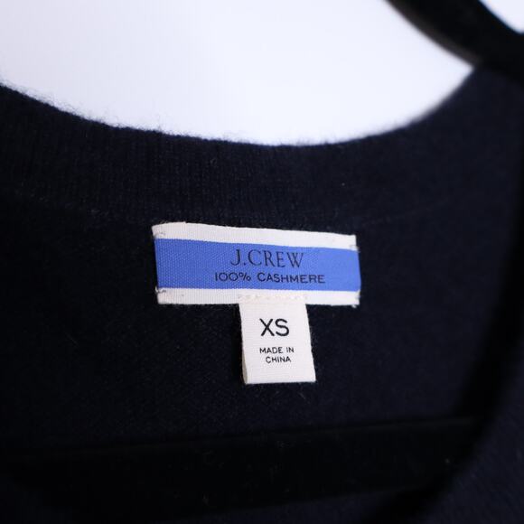 J. CREW Short Sleeve Cashmere T-shirt Sweater Navy Floral Women's XS Petite - Picture 7 of 8